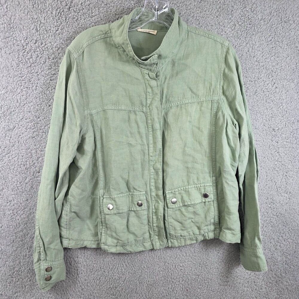 Christian Siriano Jacket Womens Size Medium Sage Green Linen Utility